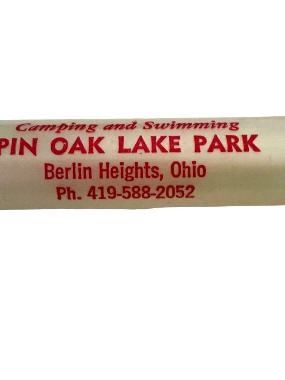 Vintage Pin Oak Lake Park Berlin Heights Ohio Advertising Bottle & Can Opener w/